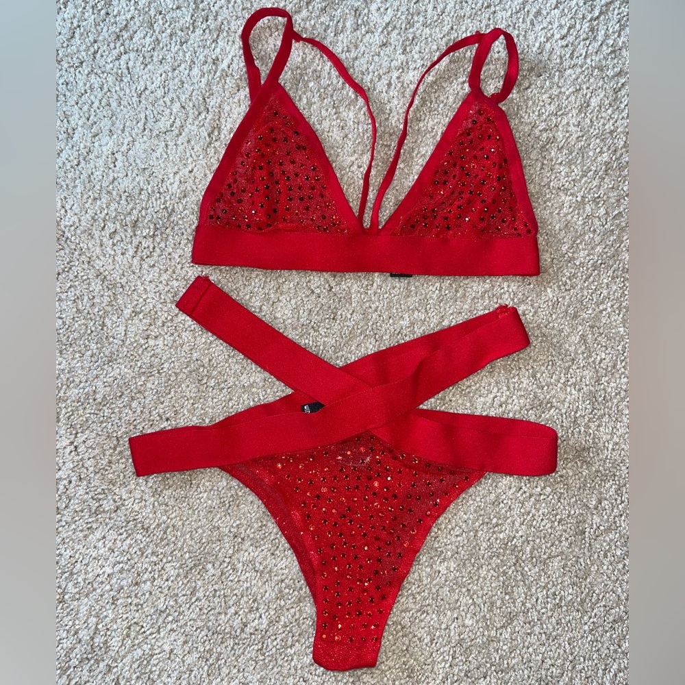 Windsor Red Sparkling Bra Set